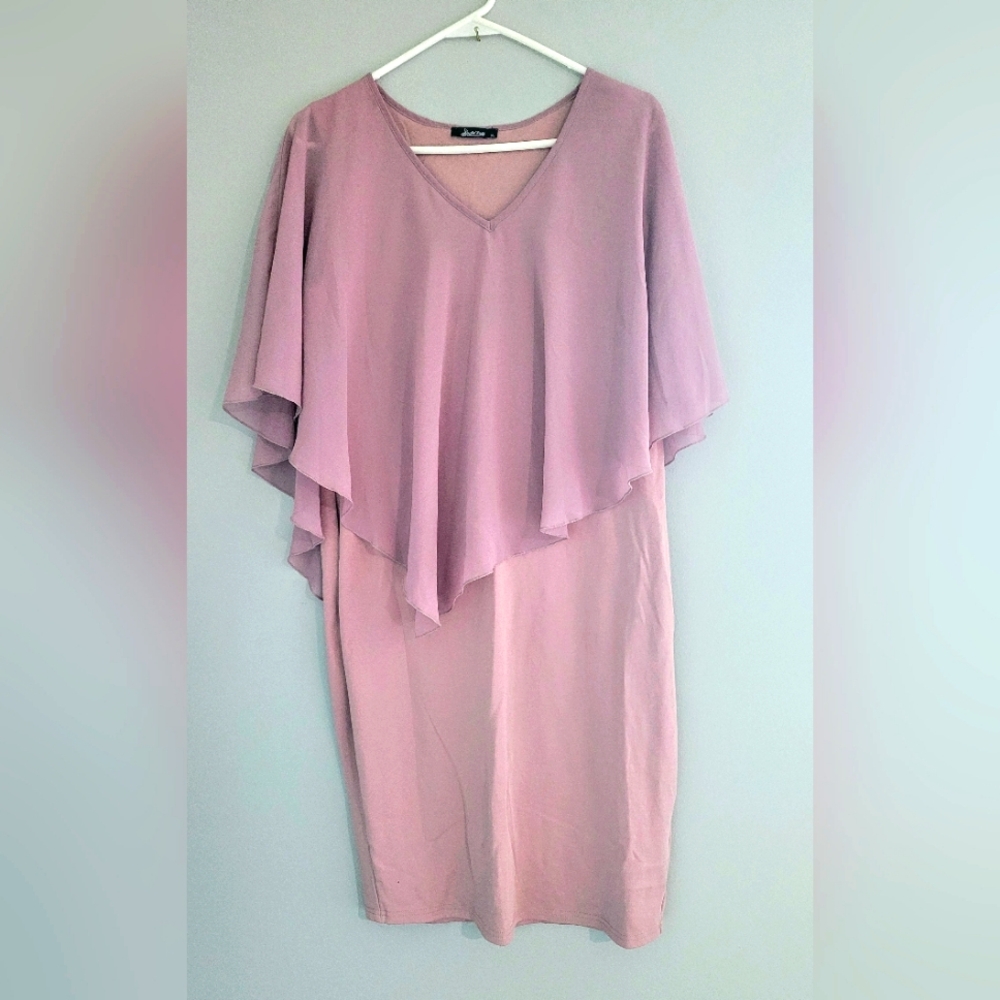 Bodhi Talk Mauve Pink Tiered Sheath Dress for Wedding Guests Women's XL